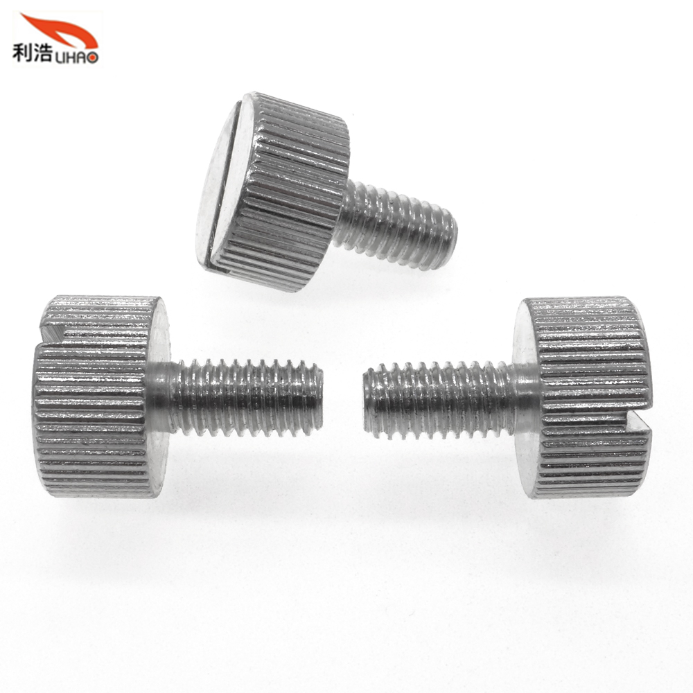 M6*20 White Zinc-Plated Carbon Steel Slotted Flat/Fillister Head with Straight Thread/Tooth Thumb Screw