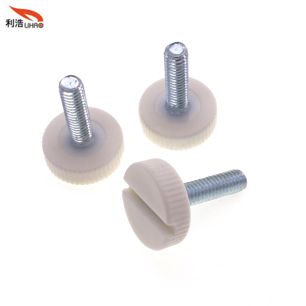 M4*19 Blue Zinc-Plated Carbon Steel Slotted White Plastic Flat Head Thumb Screw