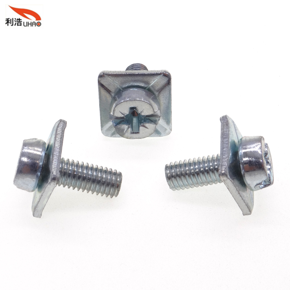 M5*12 Blue Zinc-Plated Carbon Steel Posi Pan Head with Square Gasket Sem/Combination Screw Customizable Screw