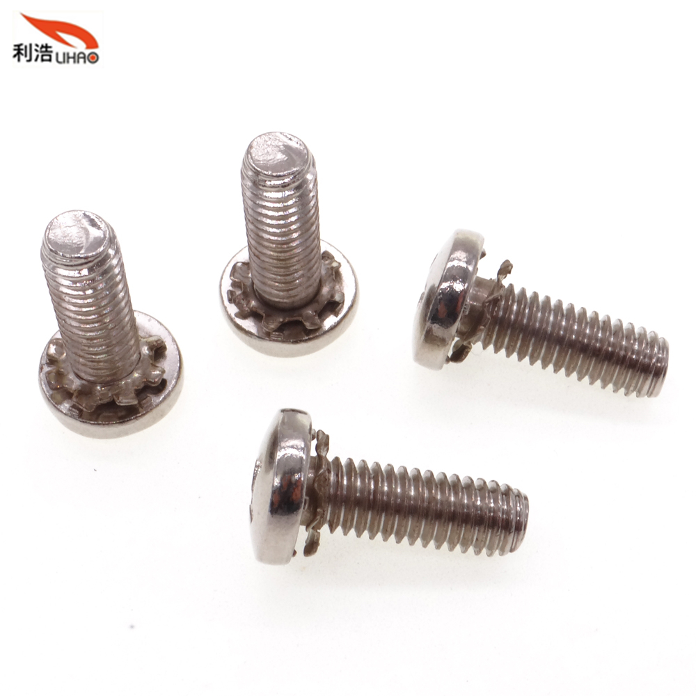 M6*17 Nickel-Plated Carbon Steel Phillips/Crosss Pan/Round Head Toothed Washer Sem/Combination Screw