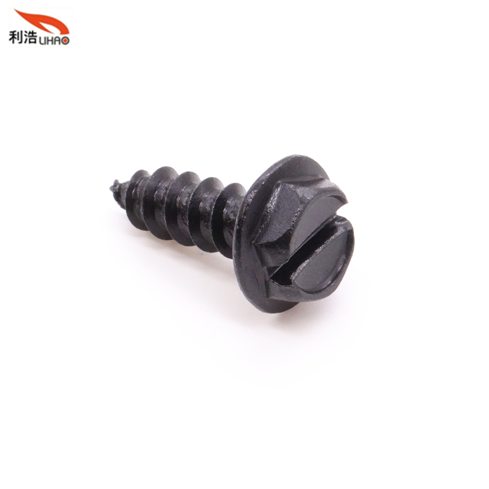 ST5*16 Electrophoresis Black Slotted Indented Hexagon Washer/Flange Head Tapping Screw (Customizable screw)