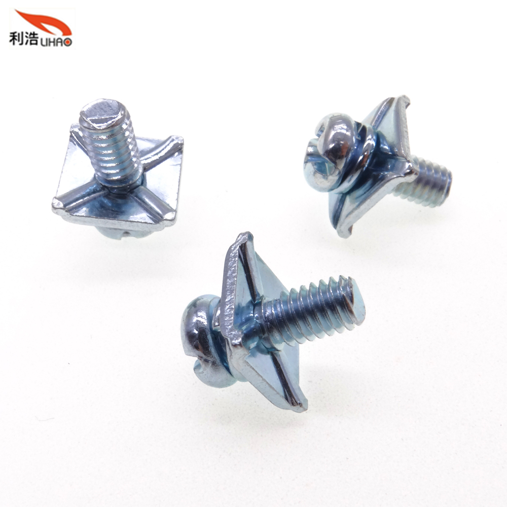 M4*10 Blue Zinc-Plated Carbon Steel Phillips/Crosss Pan/Round Head with Square Gasket Sem/Combination Screw Customizable Screw