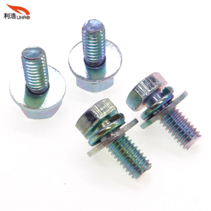 M6*15 Colored Zinc-Plated Carbon Steel Flat Hexagon Head Spring Washer and Flat Washer Sem/Combination Screw