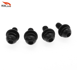 M6*15 Black Zinc-Plated Carbon Steel Hexagon Socket Brazier Head Spring Washer and Flat Washer Customizable Screw Sem/Combination Screw