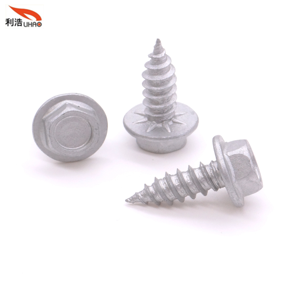 ST4.2*13 Dacromet Carbon Steel Round Indented Hexagon Washer/Flange Head Antiskid Self-Tapping Screw