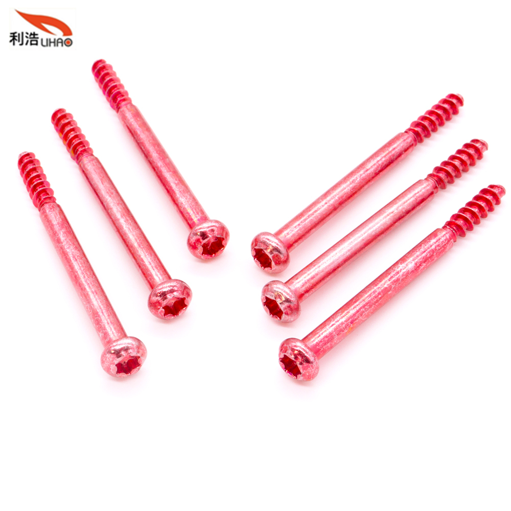 M4*46 Red Zinc-Plated Carbon Steel Torx Pan/Round Head Half Thread/Tooth Screw