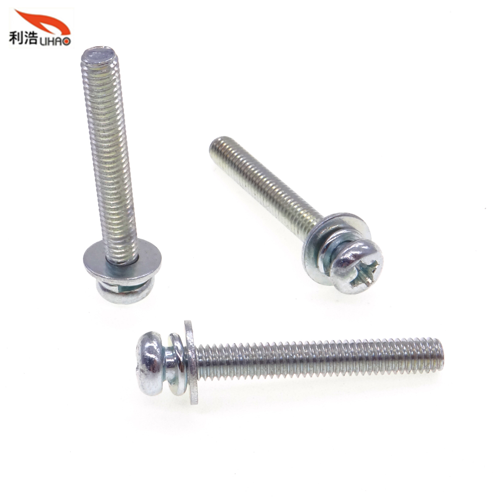 M4*30 White-Plated Carbon Steel Phillips/Crosss Pan/Round Head Sem/Combination Screw