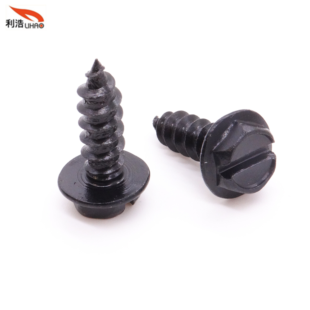 ST5*16 Electrophoresis Black Slotted Indented Hexagon Washer/Flange Head Tapping Screw (Customizable screw)