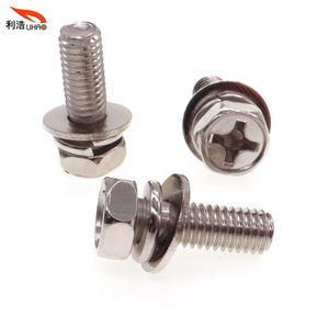 M6*18 Nickel-Plated Carbon Steel Phillips/Crosss Indented Hexagon /Flange Head Antiskid Sem/Combination Screw