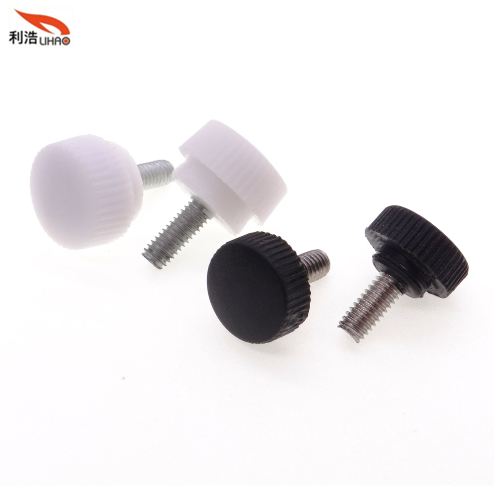 M4*20 Carbon Steel White Plastic Flat Head Thumb Screw