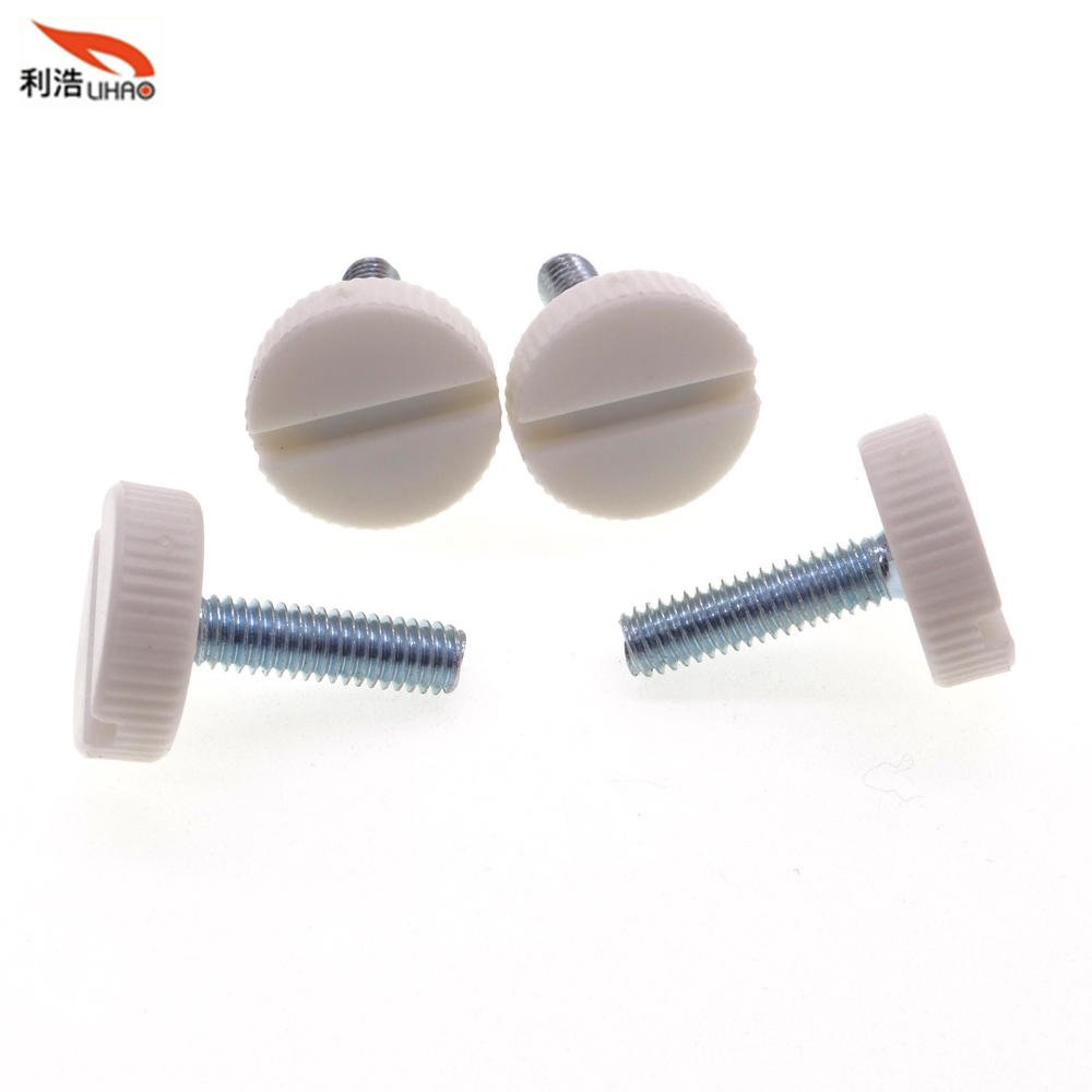 M4*19 Blue Zinc-Plated Carbon Steel Slotted White Plastic Flat Head Thumb Screw