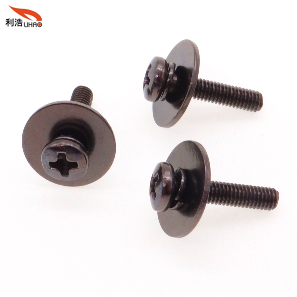 M3*12 Nickel-Plated Carbon Steel Phillips/Crosss Head Spring Washer and Flat Washer Customizable Screw Sem/Combination Screw