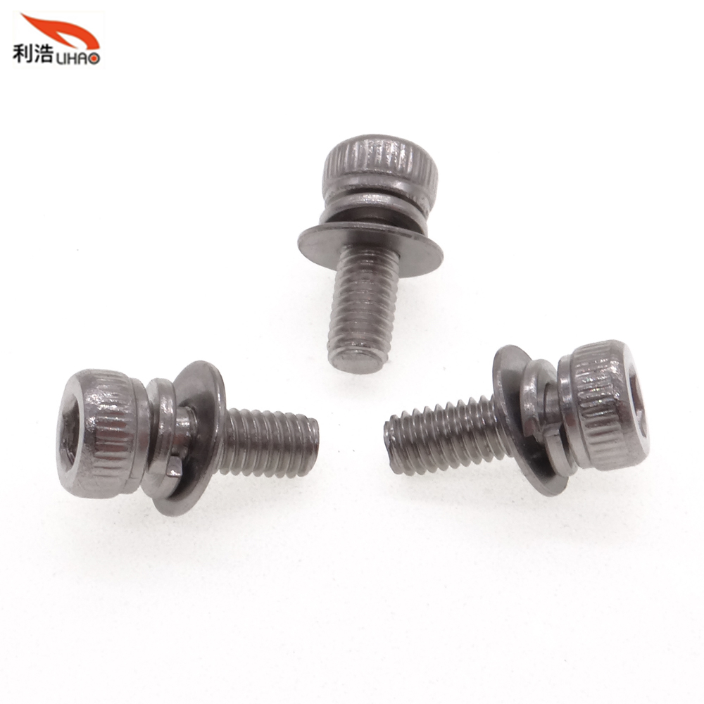 M3*8 Stainless Steel Hexagon Socket Fillister/Cup Head with Straight Thread/Tooth Spring Washer and Flat Washer Sem/Combination Screw