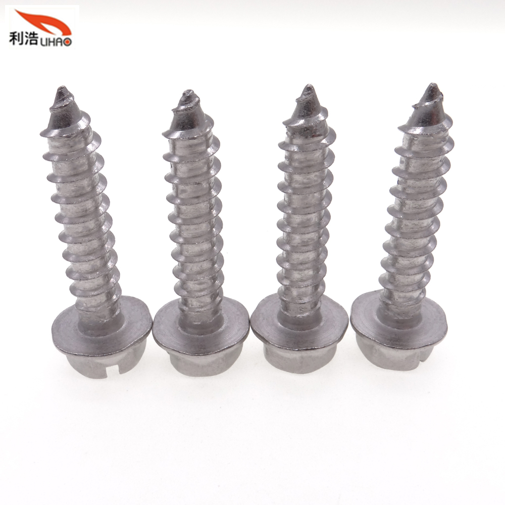 St10/16*31 Stainless Steel Slotted Indented Hexagon Washer/Flange Head Antiskid Self-Tapping/Wood Screw