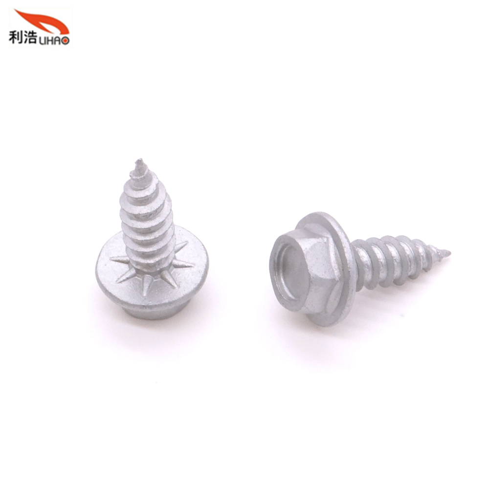 ST4.2*13 Dacromet Carbon Steel Round Indented Hexagon Washer/Flange Head Antiskid Self-Tapping Screw