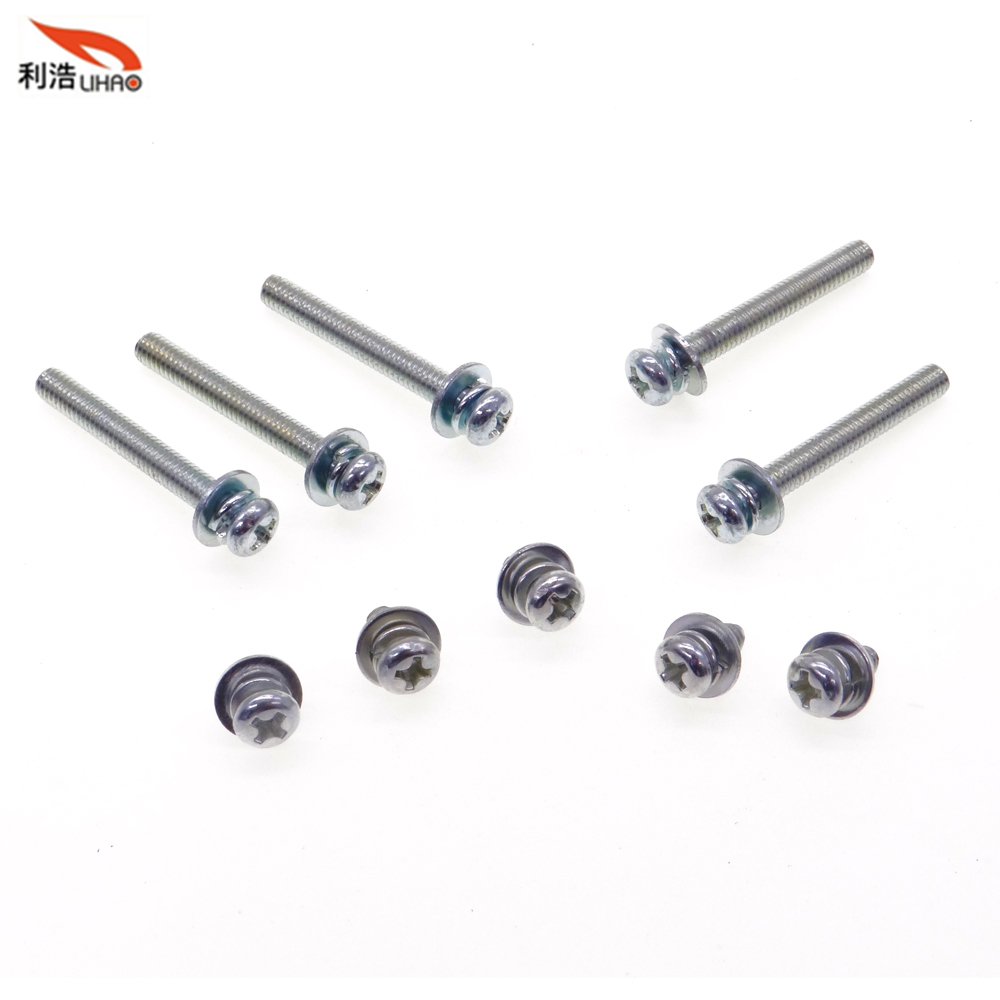 M4*30 White-Plated Carbon Steel Phillips/Crosss Pan/Round Head Sem/Combination Screw