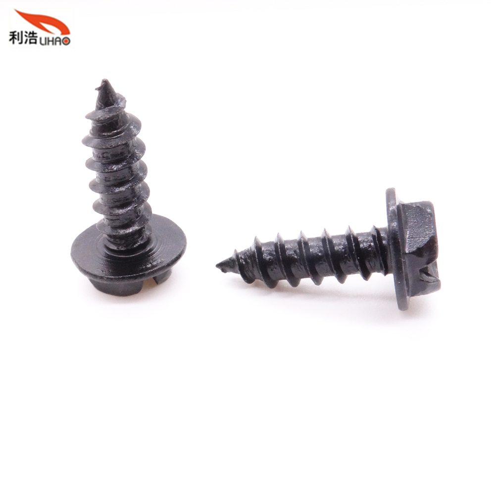 ST5*16 Electrophoresis Black Slotted Indented Hexagon Washer/Flange Head Tapping Screw (Customizable screw)