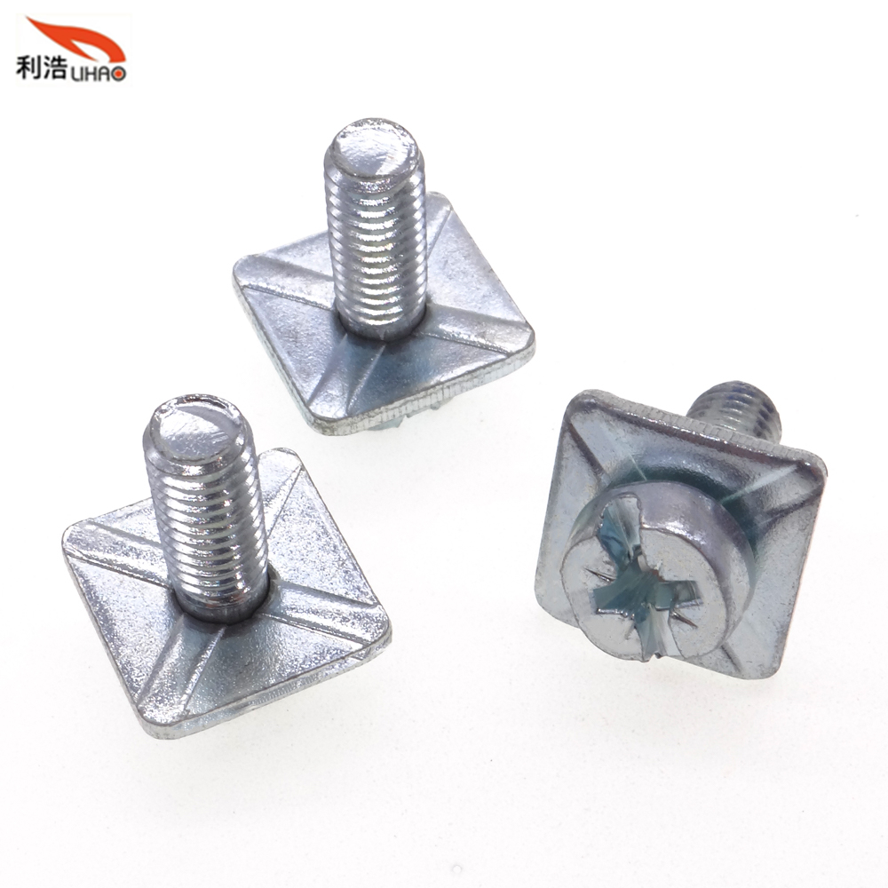 M5*12 Blue Zinc-Plated Carbon Steel Posi Pan Head with Square Gasket Sem/Combination Screw Customizable Screw