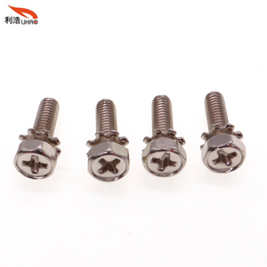 M4*14 Nickel-Plated Carbon Steel Phillips/Crosss Hexagon Head Toothed Washer Antiskid Sem/Combination Screw