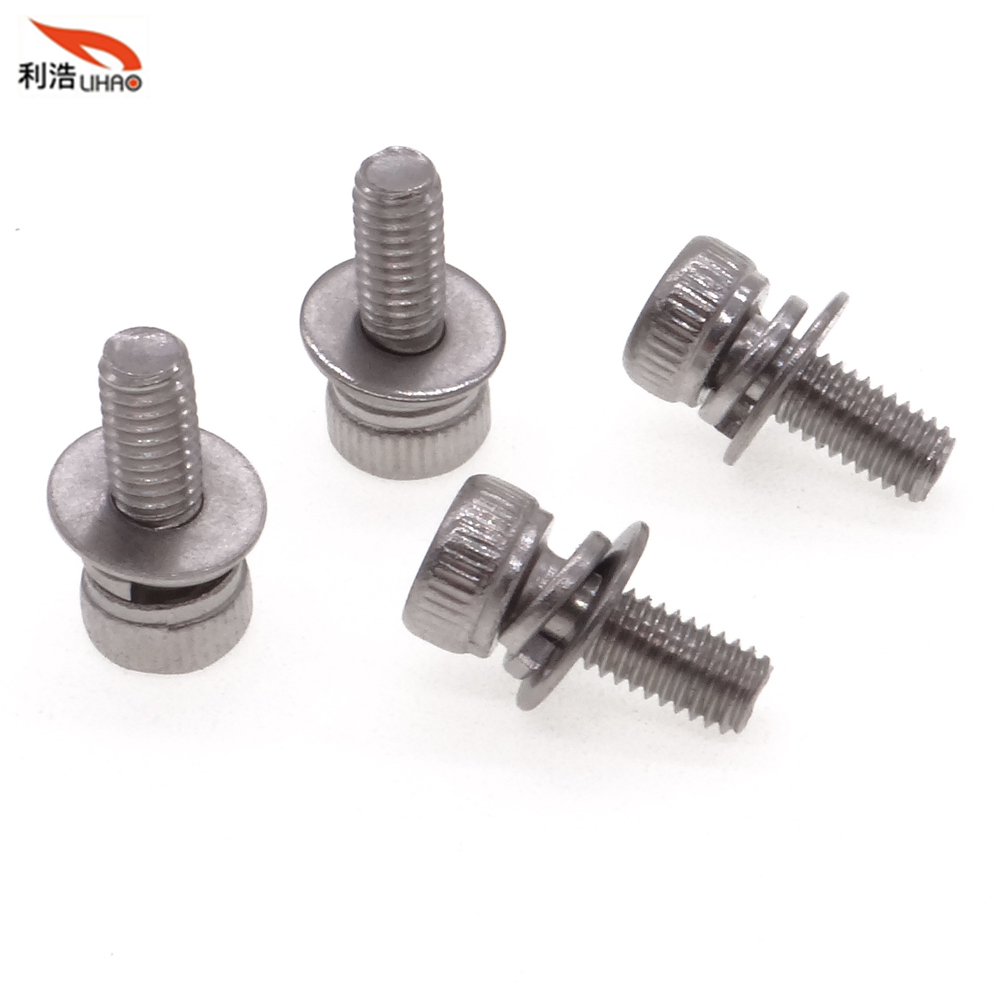 M3*8 Stainless Steel Hexagon Socket Fillister/Cup Head with Straight Thread/Tooth Spring Washer and Flat Washer Sem/Combination Screw