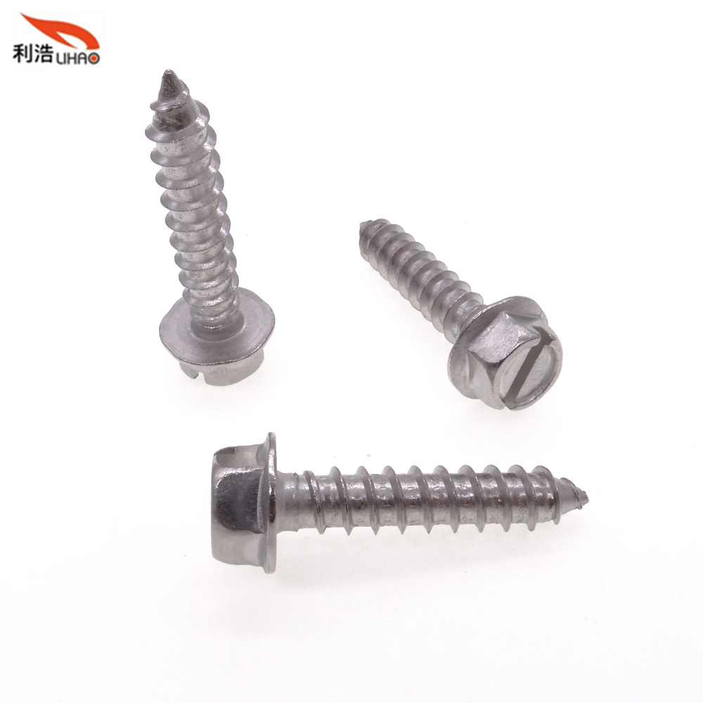 St10/16*31 Stainless Steel Slotted Indented Hexagon Washer/Flange Head Antiskid Self-Tapping/Wood Screw