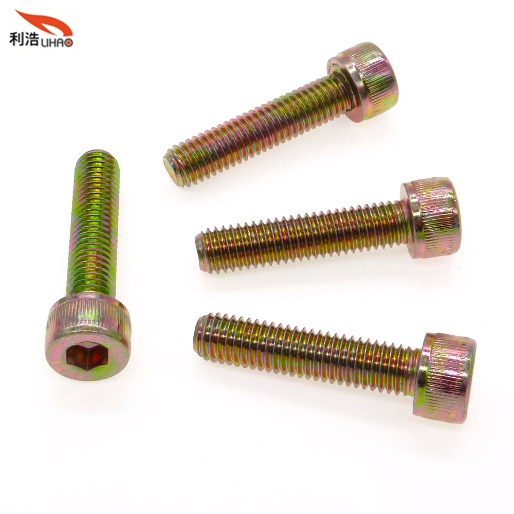 M8*35 Colored Zinc-Plated Carbon Steel Hexagon Socket Fillister/Cup Head with Straight Thread/Tooth Screw