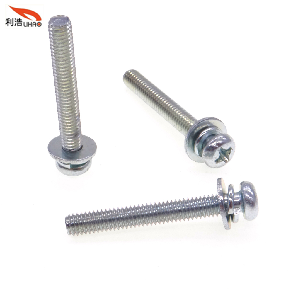 M4*30 White-Plated Carbon Steel Phillips/Crosss Pan/Round Head Sem/Combination Screw