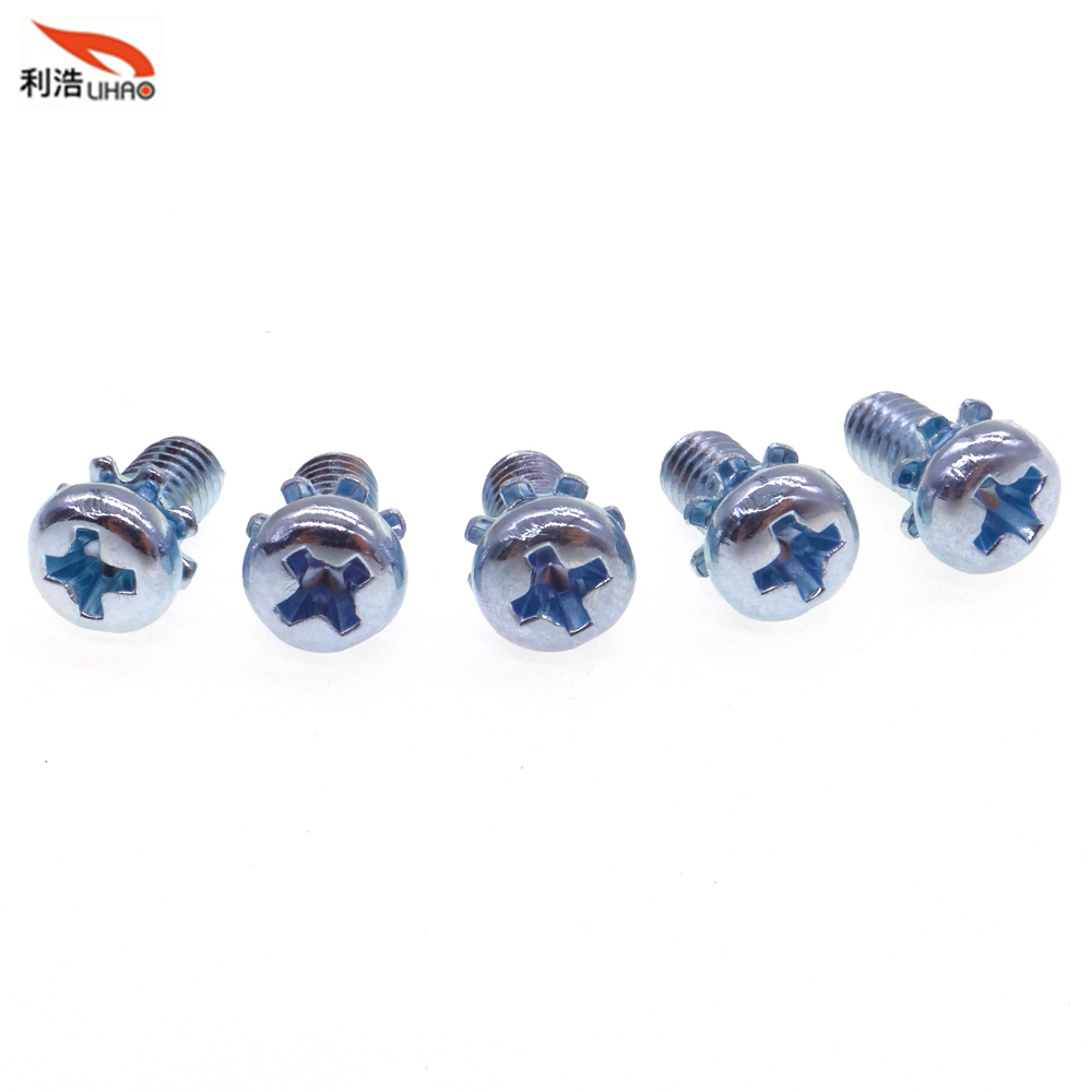 M4*8 Blue Zinc-Plated Carbon Steel Phillips/Crosss Pan/Round Head Toothed Washer Sem/Combination Screw