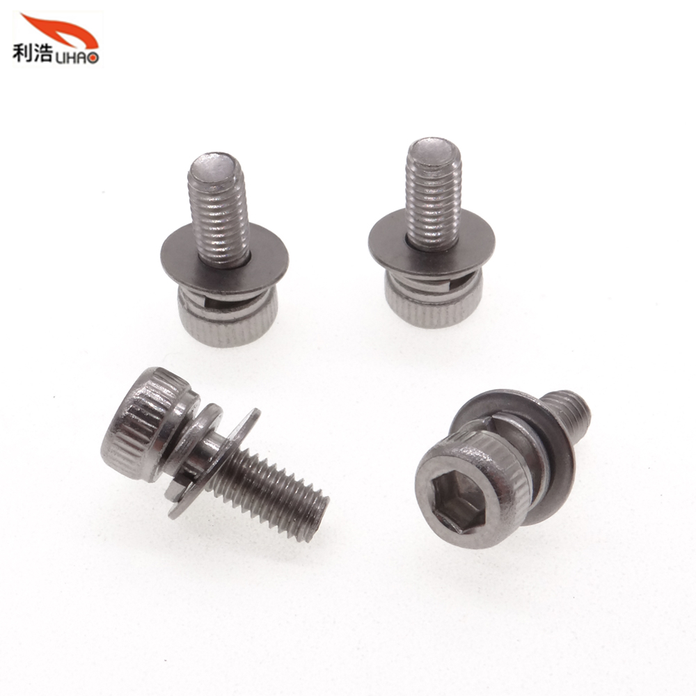 M3*8 Stainless Steel Hexagon Socket Fillister/Cup Head with Straight Thread/Tooth Spring Washer and Flat Washer Sem/Combination Screw